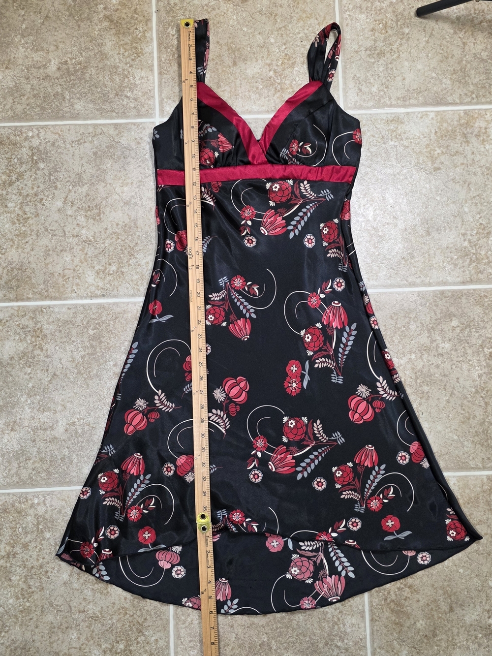 Y2K Satin Floral Empire Waist Dress - Picture 10 of 13